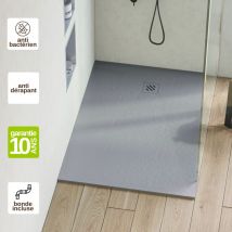 Resigres - Receveur de douche extraplat minimo - Texture Pizarra en Mineral Polyester Gris - L140l75h2,6cm - résigrès