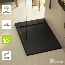 Lavaberg - Receveur de douche extraplat magnus - Texture Ardoise en Mineral Composite Noir - L140l80h3cm by Sanizeo