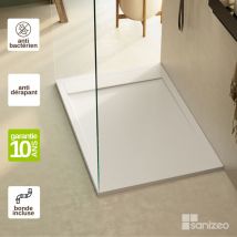 Lavaberg - Receveur de douche extraplat magnus - Texture Ardoise en Mineral Composite Blanc - L90l90h3cm by Sanizeo