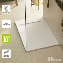 Lavaberg - Receveur de douche extraplat magnus - Texture Ardoise en Mineral Composite Blanc - L180l70h3cm by Sanizeo