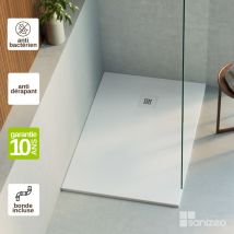 Lavaberg - Receveur de douche extraplat thor - Texture Ardoise en Mineral Composite Blanc - L180l80h3cm by Sanizeo