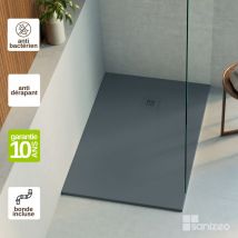 Lavaberg - Receveur de douche extraplat thor - Texture Ardoise en Mineral Composite Gris Anthracite - L180l80h3cm by Sanizeo