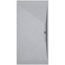 Kroos - Receveur de douche Gris 7035, finition Ardoise Stone side, grille de couleur - 130 x 70 cm