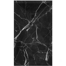 Kroos - Receveur de douche Marbre Noir , finition Lisse Stone 3D, grille de couleur - 130 x 70 cm