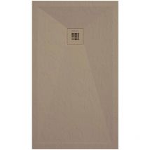 Kroos - Receveur de douche moka ardoise Stone Plus, grille de couleur - 70 x 70 cm