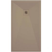 Receveur de douche moka lisse Stone Plus, grille de couleur - 170 x 70 cm