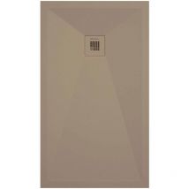 Receveur de douche moka lisse Stone Plus, grille de couleur - 160 x 80 cm