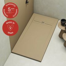 Poalgi - Receveur de douche extraplat, beige albero, L.90 x l.120 cm, finition ardoise, série Gneis