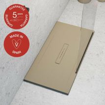 Poalgi - Receveur de douche extraplat, beige albero, L.90 x l.160 cm, finition sable, série Clay