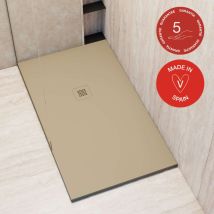 Poalgi - Receveur de douche extraplat, beige Albero, L.90 x l.140 cm, finition sable, série Hos's