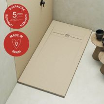 Poalgi - Receveur de douche extraplat, blanc perle, L.90 x l.160 cm, finition ardoise, série Gneis