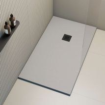 Poalgi - Receveur de douche extraplat, gris humo, L.70 x l.120 cm, grille noire, série Hos's