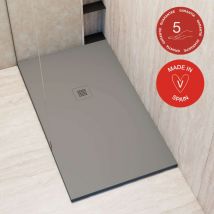 Poalgi - Receveur de douche extraplat, gris Concret, L.80 x l.120 cm, finition sable, série Hos's