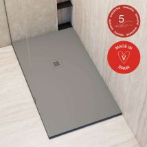 Receveur de douche Poalgi, extraplat, gris Concret, L.70 x l.90 cm, finition sable, série Hos's