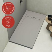 Poalgi - Receveur de douche extraplat, gris humo, L.80 x l.160 cm, finition ardoise, série Gneis