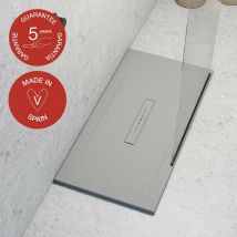 Poalgi - Receveur de douche extraplat, gris humo, L.70 x l.100 cm, finition sable, série Clay