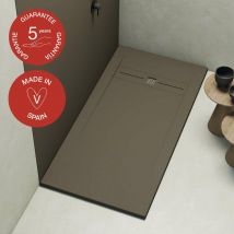 Poalgi - Receveur de douche extraplat, gris tundra, L.80 x l.120 cm, finition ardoise, série Gneis