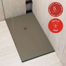 Receveur de douche Poalgi, extraplat, gris Tundra, L.80 x l.170 cm, finition sable, série Hos's