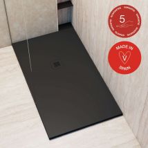 Receveur de douche Poalgi, extraplat, noir Antracita, L.80 x l.130 cm, finition sable, série Hos's