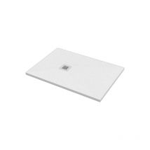 Ercos - Receveur de douche rectangulaire 70x140cm Série Pierre BPMAROSTON7014 Blanc opaque - Résine de marbre - Avec sortie Geberit diam. 90