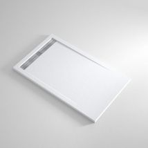 Banity - Receveur de douche Resine count Blanc - 70x90 cm - Grille + Valve offerte