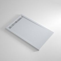 Banity - Receveur de douche Resine count Gris - 80x140 cm - Grille + Valve offerte