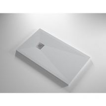 Banity - Receveur de douche Resine duc Gris - 90x90 cm - Grille + Valve offerte