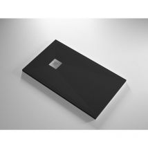 Banity - Receveur de douche Resine duc Noir - 70x130 cm - Grille + Valve offerte