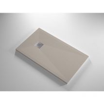 Banity - Receveur de douche Resine duc Sable - 100x150 cm - Grille + Valve offerte