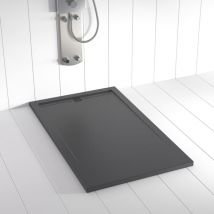 Shower Online - Receveur de douche Resine flow Anthracite (grille coloure)- 80x130 cm - Grille + Valve offerte
