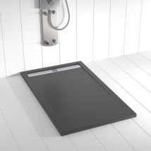Shower Online - Receveur de douche Resine flow Ardoise - 70x160 cm - Grille + Valve offerte
