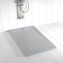 Shower Online - Receveur de douche Resine flow Gris - 90x200 cm - Grille + Valve offerte