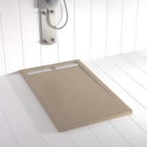 Shower Online - Receveur de douche Resine flow Moka - 70x130 cm - Grille + Valve offerte
