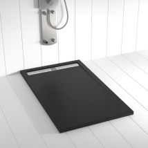 Shower Online - Receveur de douche Resine flow Noir - 70x100cm - Grille + Valve offerte
