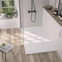 Onlybath - Receveur de douche Resine lake Blanc (grille coloure) - 100x120 cm - Grille + Valve offerte