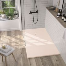 Onlybath - Receveur de douche Resine lake Creme (grille coloure) - 100x200 cm - Grille + Valve offerte