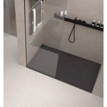 Onlybath - Receveur de douche Resine river Noir (grille coloure) - 90x170 cm - Grille + Valve offerte