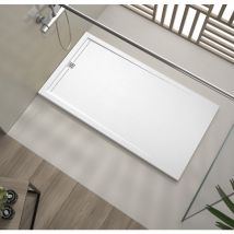 Onlybath - Receveur de douche Resine shore Blanc (grille coloure)- 80x100cm - Grille + Valve offerte