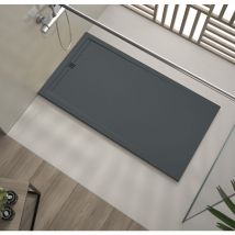 Onlybath - Receveur de douche Resine shore Anthracite (grille coloure)- 80x90 cm - Grille + Valve offerte
