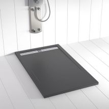 Shower Online - Piatto doccia in Resina flow Grigio Oscuro antiscivolo - 80x80 cm - Griglia + Valvola gratis