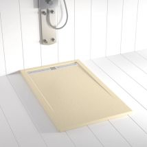 Shower Online - Receveur de douche Resine flow Creme - 80x80 cm - Grille + Valve offerte