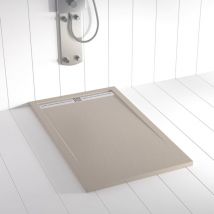 Shower Online - Receveur de douche Resine flow Sable - 80x100cm - Grille + Valve offerte