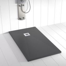 Shower Online - Receveur de douche Resine ples Anthracite - 100x130 cm - Grille + Valve offerte