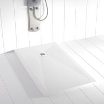 Shower Online - Receveur de douche Resine ples Blanc (grille coloure) - 90x130 cm - Grille + Valve offerte