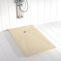 Receveur de douche Resine ples Creme (grille coloure) - 100x190 cm - Grille + Valve offerte