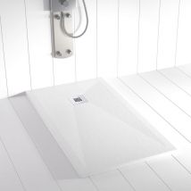 Shower Online - Receveur de douche Resine ples Blanc - 70x150 cm - Grille + Valve offerte