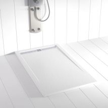 Receveur de douche Resine FLOW Blanc - 90x130 cm - Grille + Valve OFFERTE
