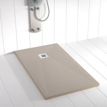 Shower Online - Receveur de douche Resine ples Sable - 80x100cm - Grille + Valve offerte