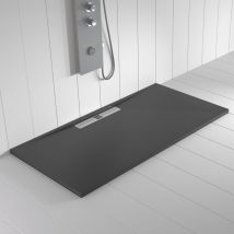 Shower Online - Piatto doccia in Resina wide Antracite antiscivolo - 80x190 cm - Griglia + Valvola gratis