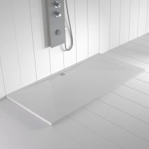 Shower Online - Receveur de douche Resine wide Blanc (grille coloure) - 80x130 cm - Grille + Valve offerte
